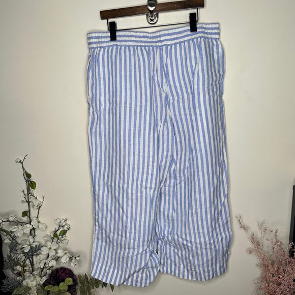 J. CREW Wide Leg Linen Pant in Stripe Blue White Sz XL $98 {3J42} - Picture 3 of 6